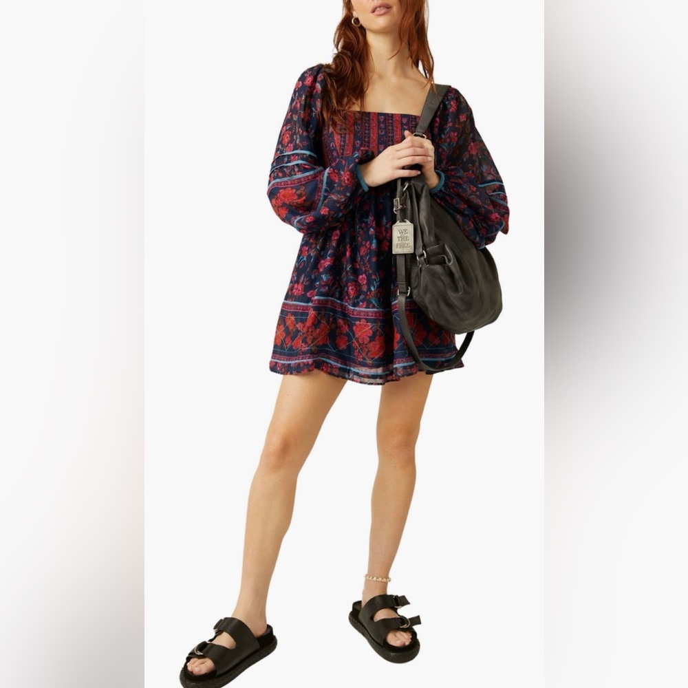 Free People Endless Afternoon Print Long Sleeve Minidress